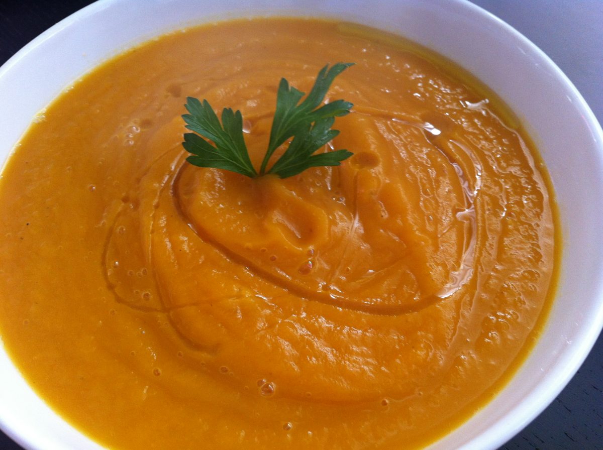 Crema de carbassa i llenties pardines amb gingebre
